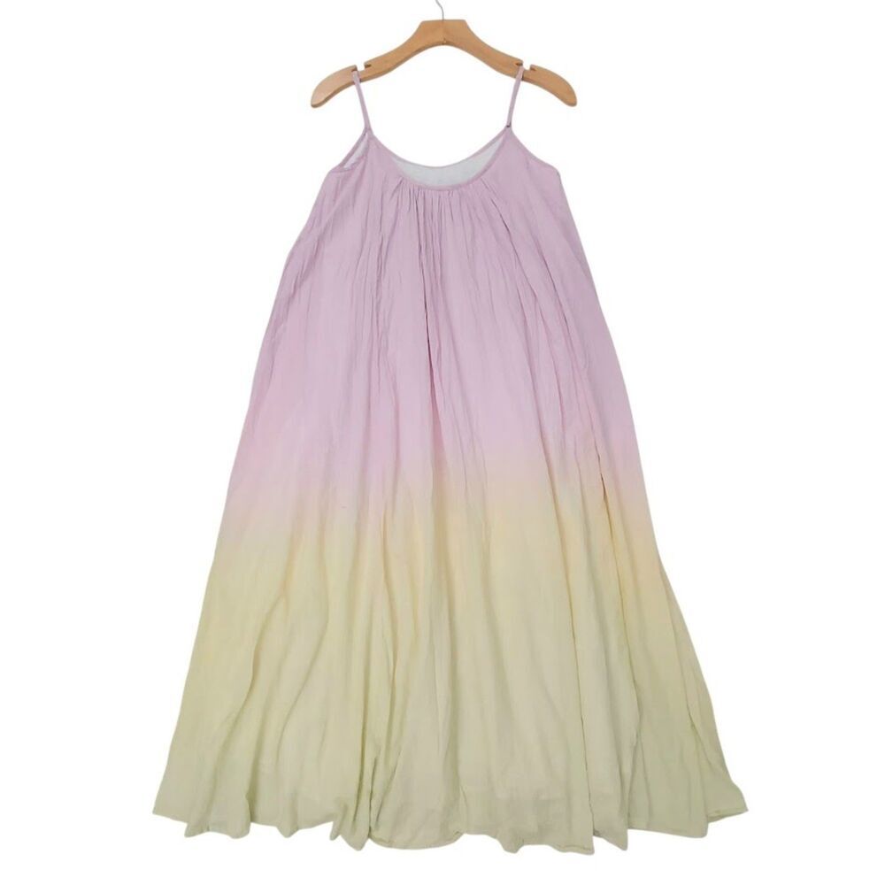 Olivia Rubin Anthropologie Womens 2 Pink Yellow Maxi Dress Ombre Cotton  Boho